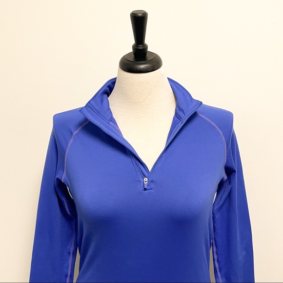 Nike Pro Combat Blue Dri Fit Fitted Long Sleeve Womens Medium Stretch 1/4 Zip - Picture 2 of 9